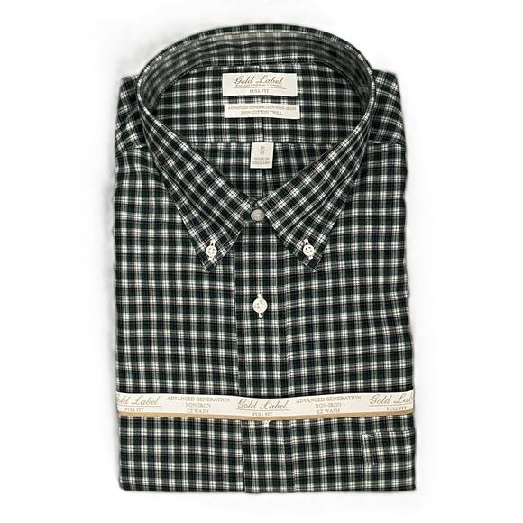 Roundtree & Yorke Gold Label Men's 18 33 Button Down Twill Dress Shirt Green NEW - Picture 1 of 6